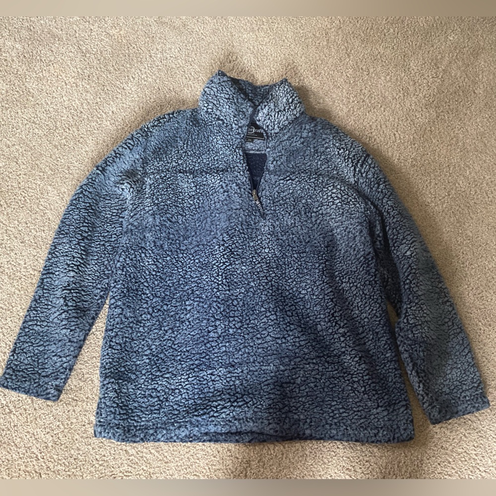 Blue fleece quarter zip sweater